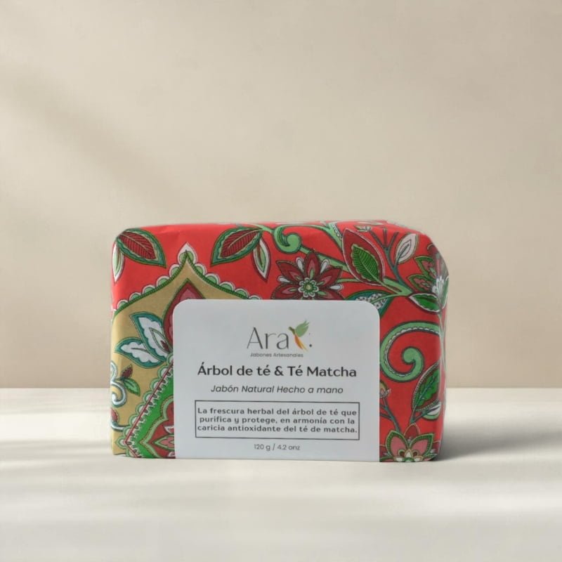 Jabón Artesanal de Árbol de Té y Té Matcha - Ara Jabones