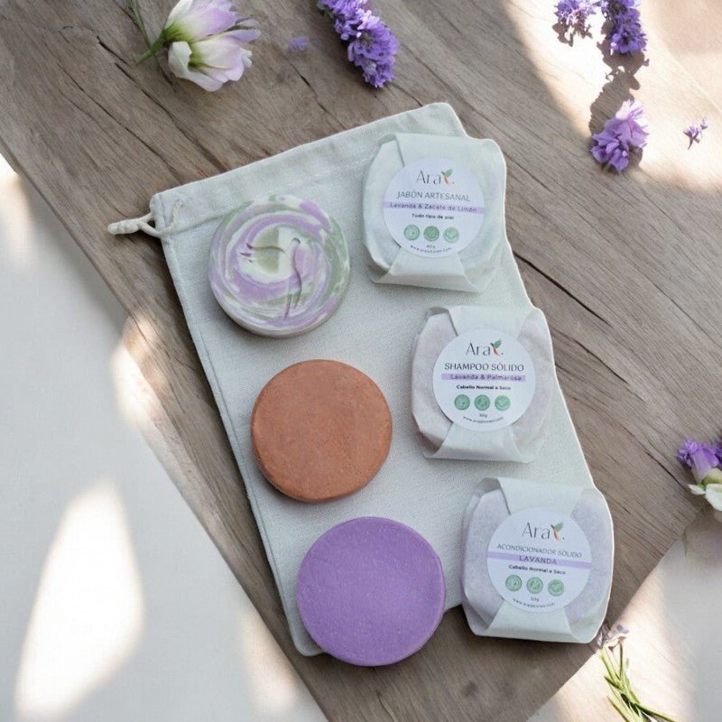 Kit Viajero con Bolsito de Algodón | Detalles Día Internacional de la Mujer - Ara Jabones