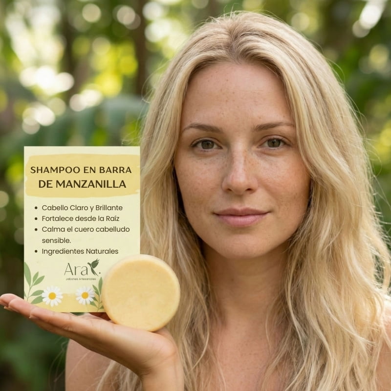 Shampoo en Barra de Manzanilla |Aclarante Natural y Brillo Radiante