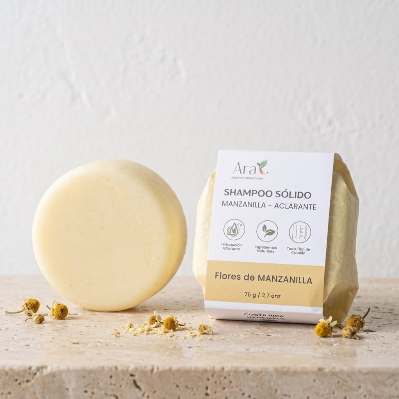 Shampoo en Barra de Manzanilla |Aclarante Natural y Brillo Radiante - Ara Jabones